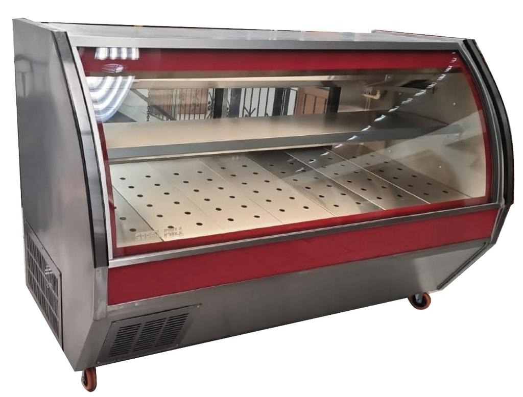 vitrina carnicera steel full vaisf 150 cristal curvo con bodega